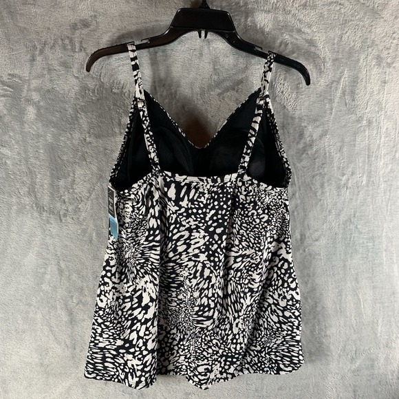 Swim Solutions‎ Women's Swimsuit 18 One Piece Fly Away Dress Black White NWT - Picture 2 of 8